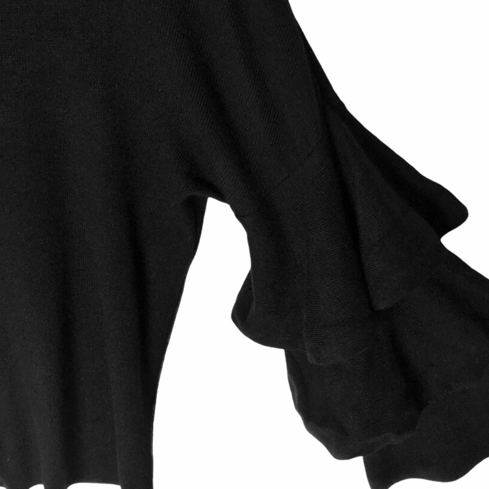 Black Ruffle Sleeve Sweater - Picture 5 of 9